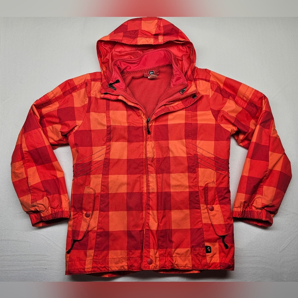 REI Kids Checkered Red and Orange‎ Jacket